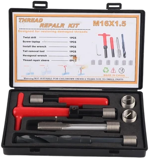 11Pcs Thread Repair Kit,M16x1.5 Length 1.5D Stainless Steel Twisted Drill Tap Wrench Threaded Insert Tool,Metric-Imperial Units Conversion Helicoil Repair Kit 11Pcs Thread Repair Kit,M16x1.5 Length 1.5D Stainless Steel Twisted Drill Tap Wrench Threaded Insert Tool,Metric-Imperial Units Conversion Helicoil Repair Kit