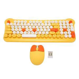 Keyboard and Combo, Colorful Retro Typewriter Keyboard with Round Keycaps, and Keyboard for Computer Laptop (Yellow) Keyboard and Combo, Colorful Retro Typewriter Keyboard with Round Keycaps, and Keyboard for Computer Laptop (Yellow)