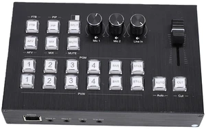 4 Input 2 Output Video Switcher, 4K 30Hz Live Streaming Switcher with Multi Channel Sound Mixing for Professional Broadcast (US Plug) 4 Input 2 Output Video Switcher, 4K 30Hz Live Streaming Switcher with Multi Channel Sound Mixing for Professional Broadcast (US Plug)