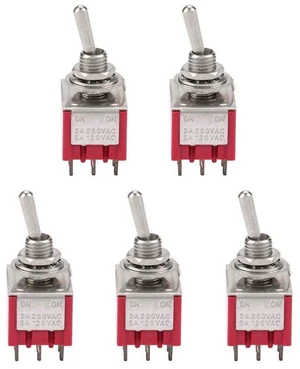 5PCS Toggle Switch 3PDT,ON-ON 2 Position Heavy Duty Rocker Toggle Switch, 9 Pin 2A/250VAC 5A/120VAC 6mm,for Automobile,Home,Industrial 5PCS Toggle Switch 3PDT,ON-ON 2 Position Heavy Duty Rocker Toggle Switch, 9 Pin 2A/250VAC 5A/120VAC 6mm,for Automobile,Home,Industrial