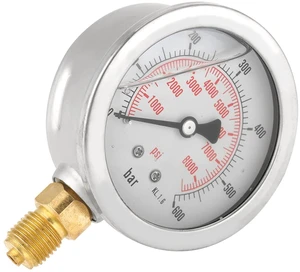 G 1/4" Pressure 0~600 bar / 0-8500Psi,Hydraulic Double Scale Pressure Gauge,All Purpose Pressure Manometer for Bar/Psi Measurement. G 1/4" Pressure 0~600 bar / 0-8500Psi,Hydraulic Double Scale Pressure Gauge,All Purpose Pressure Manometer for Bar/Psi Measurement.