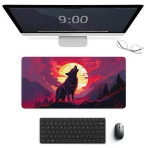 QEOPGNE Large Mouse Pad Gaming Wolf Red Sun Aesthetic Animal Fantasy Anime Desk Mat for Keyboard and Mouse Mat Non-Slip Rubber Desk Pad 30x60cm QEOPGNE Large Mouse Pad Gaming Wolf Red Sun Aesthetic Animal Fantasy Anime Desk Mat for Keyboard and Mouse Mat Non-Slip Rubber Desk Pad 30x60cm