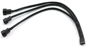 4Pin 1 to 3 Ways PWM Fan Splitter Cable Black Sleeved Fan Power Extension Cable 4Pin Female to 3X 4Pin Male 27cm/10.5 inches 4Pin 1 to 3 Ways PWM Fan Splitter Cable Black Sleeved Fan Power Extension Cable 4Pin Female to 3X 4Pin Male 27cm/10.5 inches