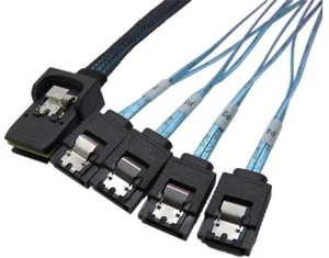 CABLEDECONN 0.5 M Internal Mini SAS 36Pin Male W/Latch to SATA 7Pin Female (X4) Forward Breakout Cable CABLEDECONN 0.5 M Internal Mini SAS 36Pin Male W/Latch to SATA 7Pin Female (X4) Forward Breakout Cable
