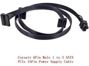 PCI-e 6Pin Male 1 to 3 SATA 15Pin Power Supply Cable for CORSAIR CS CX HX RM Series CS450M CS550M CS650M CS750M CS850M CX450M CX650MX CX750M HX1050 HX850 HX750 HX650 RM450 RM550 PCI-e 6Pin Male 1 to 3 SATA 15Pin Power Supply Cable for CORSAIR CS CX HX RM Series CS450M CS550M CS650M CS750M CS850M CX450M CX650MX CX750M HX1050 HX850 HX750 HX650 RM450 RM550