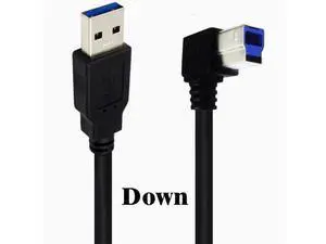 USB3.0 square port data cable A Revolution B male 90 degrees up and down left and right elbow hard disk box printer cable 1.5m Down Angle USB3.0 square port data cable A Revolution B male 90 degrees up and down left and right elbow hard disk box printer cable 1.5m Down Angle