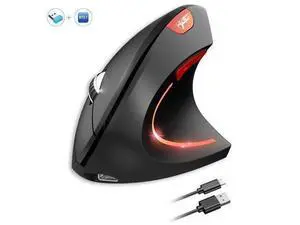 Ergonomic vertical mouse 2.4G + BT5.1 dual-mode 2400dpi adjustable silent design black- Dual Mode Ergonomic vertical mouse 2.4G + BT5.1 dual-mode 2400dpi adjustable silent design black- Dual Mode