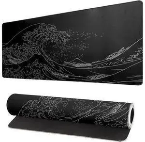 Japanese Sea Wave Large Mouse Pad Anime Black Gaming Extended Kanagawa Mat Desk Pad 3mm Thick Long Non-Slip Rubber Base Mice Pad 31.5 X 11.8 Inch Japanese Sea Wave Large Mouse Pad Anime Black Gaming Extended Kanagawa Mat Desk Pad 3mm Thick Long Non-Slip Rubber Base Mice Pad 31.5 X 11.8 Inch