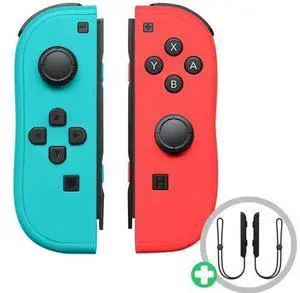 Joy Con Controller for Nintendo Switch,Wireless Controller Replacement for Nintendo Switch Support Wake-up Function with Strap(Blue and Neon Red) Joy Con Controller for Nintendo Switch,Wireless Controller Replacement for Nintendo Switch Support Wake-up Function with Strap(Blue and Neon Red)