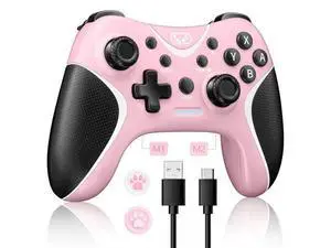 Wireless Switch Controllers Pink,Nintendo Switch Controller for Nintendo Switch/Lite/OLED /Switch 2/Windows PC with Programmable/Vibration/Turbo Funtion,Switch Pro Controller Gamepad with 2 Thumb Caps Wireless Switch Controllers Pink,Nintendo Switch Controller for Nintendo Switch/Lite/OLED /Switch 2/Windows PC with Programmable/Vibration/Turbo Funtion,Switch Pro Controller Gamepad with 2 Thumb Caps