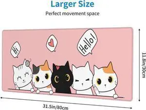 BUCIER Pink Cute Kittens Cat Gaming Mouse Pad Large XL Kawaii Desk Mat Long Extended Pads Big Mousepad for Home Office Decor Accessories BUCIER Pink Cute Kittens Cat Gaming Mouse Pad Large XL Kawaii Desk Mat Long Extended Pads Big Mousepad for Home Office Decor Accessories