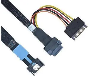 Vszerda PCIe 5.0 MCIO x4 to EDSFF 1C Cable for E1.S E1.L E3.S E3.L SSD with 15P Power, 1.6ft(50 cm) Vszerda PCIe 5.0 MCIO x4 to EDSFF 1C Cable for E1.S E1.L E3.S E3.L SSD with 15P Power, 1.6ft(50 cm)
