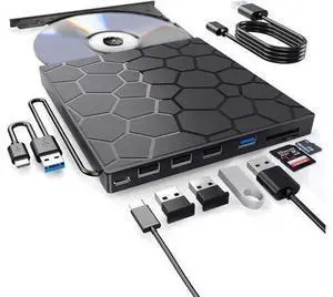External CD/DVD Drive for Laptop, Portable DVD Player for Laptop, 8 in 1 USB 3.0 CD/DVD-ROM +/-RW CD Burner,cd drive external usb cd reader Compatible with Laptop Desktop Mac,Windows 11/10/8/7 Linux External CD/DVD Drive for Laptop, Portable DVD Player for Laptop, 8 in 1 USB 3.0 CD/DVD-ROM +/-RW CD Burner,cd drive external usb cd reader Compatible with Laptop Desktop Mac,Windows 11/10/8/7 Linux