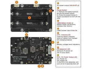 JAENFONG X1200 for Raspberry Pi 5 UPS Board Power Management Expansion Board for -Li-(NOT Includ ) JAENFONG X1200 for Raspberry Pi 5 UPS Board Power Management Expansion Board for -Li-(NOT Includ )