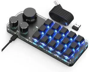 USB Mini Macro Mechanical Gaming Keyboard, Programming KeyPad with 3 Knobs, RGB LED KeyPad Macro Support One-Handed,OSU,One-Click Start DIY Hotkeys (15Key 2.4G) USB Mini Macro Mechanical Gaming Keyboard, Programming KeyPad with 3 Knobs, RGB LED KeyPad Macro Support One-Handed,OSU,One-Click Start DIY Hotkeys (15Key 2.4G)