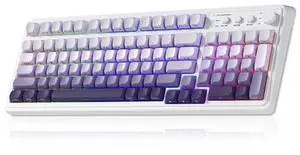 Vszerda S99 Wireless Keyboard, Tri-Mode Bluetooth/2.4GHz/USB-C Cute Creamy Gaming Keyboard with Number Pad RGB Backlit, Media Knob Custom Computer Keyboards for MAC Xbox PC Gamer - Gradient Purple Vszerda S99 Wireless Keyboard, Tri-Mode Bluetooth/2.4GHz/USB-C Cute Creamy Gaming Keyboard with Number Pad RGB Backlit, Media Knob Custom Computer Keyboards for MAC Xbox PC Gamer - Gradient Purple
