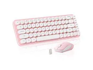 Vszerda i68 Wireless Typewriter Keyboard and Mouse Combo,Pink Keyboard with 2.4GHz Connection, Cute Retro Aesthetic Design Round Keycaps for Tablet, Phone, PC and Win/Mac/Android(Pink) Vszerda i68 Wireless Typewriter Keyboard and Mouse Combo,Pink Keyboard with 2.4GHz Connection, Cute Retro Aesthetic Design Round Keycaps for Tablet, Phone, PC and Win/Mac/Android(Pink)