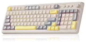 Vszerda S99 Gaming Keyboard, Ergonomic Computer Keyboards, Wireless Creamy Keyboard Full Size Cute Backlit Media Knob Programmable Tri-Mode Bluetooth/2.4GHz/USB-C Keyboard for PC Gamer - Grey & Yellow Vszerda S99 Gaming Keyboard, Ergonomic Computer Keyboards, Wireless Creamy Keyboard Full Size Cute Backlit Media Knob Programmable Tri-Mode Bluetooth/2.4GHz/USB-C Keyboard for PC Gamer - Grey & Yellow