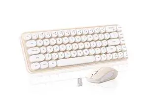 Vszerda i68 Wireless Keyboard and Mouse Combo, Retro Typewriter Style Keyboard with Round Keycaps, 2.4GHz Connection with Computer PC Desktops Laptop WindowsxP/7/8/10 (Yellow) Vszerda i68 Wireless Keyboard and Mouse Combo, Retro Typewriter Style Keyboard with Round Keycaps, 2.4GHz Connection with Computer PC Desktops Laptop WindowsxP/7/8/10 (Yellow)