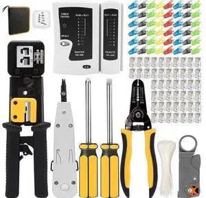 RJ45/RJ12/RJ11 Computer Crimper Network Tool Kit Cable Tester, Cat5/Cat6 Ethernet Maintenance Crimp Stripper Set, 8P/4P/6P LAN Repair Cutter Suitable for DIY&Household(Black) RJ45/RJ12/RJ11 Computer Crimper Network Tool Kit Cable Tester, Cat5/Cat6 Ethernet Maintenance Crimp Stripper Set, 8P/4P/6P LAN Repair Cutter Suitable for DIY&Household(Black)