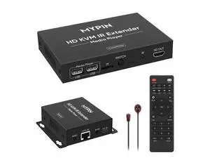 1080P HDMI KVM Extender Over Cat 6/7/8 Cable up to 492 ft, HD Digital Media Player for USB Drives,HDMI Extender with 3.5mm Audio & Loop Out, Supports IR Remote, Support for One to Many Connection 1080P HDMI KVM Extender Over Cat 6/7/8 Cable up to 492 ft, HD Digital Media Player for USB Drives,HDMI Extender with 3.5mm Audio & Loop Out, Supports IR Remote, Support for One to Many Connection