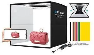PULUZ 25cm Folding Portable Ring Light Photo Lighting Studio Shooting Tent Box with 12 Colors Backdrops, Size: 25cm x 25cm x 25cm (Style 1) PULUZ 25cm Folding Portable Ring Light Photo Lighting Studio Shooting Tent Box with 12 Colors Backdrops, Size: 25cm x 25cm x 25cm (Style 1)