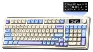 Vszerda S99 Pro Gaming Keyboard, Cute Creamy Keyboard with Number Pad Smart Screen, Tri-Mode Bluetooth/2.4G/USB-C Computer Keyboards, Media Knob Custom RGB Backlit Feel for MAC Xbox PC Gamer - Purple Vszerda S99 Pro Gaming Keyboard, Cute Creamy Keyboard with Number Pad Smart Screen, Tri-Mode Bluetooth/2.4G/USB-C Computer Keyboards, Media Knob Custom RGB Backlit Feel for MAC Xbox PC Gamer - Purple