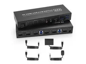 Vszerda USB 3.0 HDMI KVM Switch 2 Montiors 2 Computers, 4K@60Hz KVM Switch Dual Monitor with 3 USB 3.0 Ports and Audio, 2 Port KVM Switch with Dual Monitor Cross Display for 2 Computers Vszerda USB 3.0 HDMI KVM Switch 2 Montiors 2 Computers, 4K@60Hz KVM Switch Dual Monitor with 3 USB 3.0 Ports and Audio, 2 Port KVM Switch with Dual Monitor Cross Display for 2 Computers