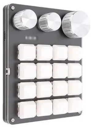 Dpofirs Custom Keypad, 16 Key Programmable Mechanical Keyboard with 3 Knobs, for Gaming Copying Pasting Shortcut Keys (White) Dpofirs Custom Keypad, 16 Key Programmable Mechanical Keyboard with 3 Knobs, for Gaming Copying Pasting Shortcut Keys (White)