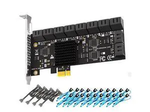 Vszerda SA3120-C 20-Port PCIe X1 SATA Expansion Card with SATA and Power Cables, Compatible with Windows,Linux,Mac OS,NAS Vszerda SA3120-C 20-Port PCIe X1 SATA Expansion Card with SATA and Power Cables, Compatible with Windows,Linux,Mac OS,NAS