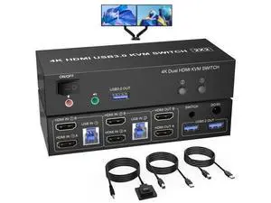 Vszerda USB 3.0 Dual Monitor KVM Switch HDMI 2 Port, 4K@60Hz Extended Display KVM Switch 2 Monitors 2 Computers with Audio Microphone Output and 3 USB 3.0 Ports, PC Monitor Keyboard Mouse Switcher Vszerda USB 3.0 Dual Monitor KVM Switch HDMI 2 Port, 4K@60Hz Extended Display KVM Switch 2 Monitors 2 Computers with Audio Microphone Output and 3 USB 3.0 Ports, PC Monitor Keyboard Mouse Switcher