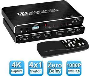 wusu 2023 4 Port 4K Video Capture Card USB 3.0 HDMI-compatible Grabber Recorder HDMI Seamless Switch for Camera Recording Live Streaming wusu 2023 4 Port 4K Video Capture Card USB 3.0 HDMI-compatible Grabber Recorder HDMI Seamless Switch for Camera Recording Live Streaming