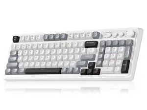 Vszer 99 Wireless Keyboard, Custom Computer Keyboard, Tri-Mode Bluetooth 5.0/2.4GHz/USB-C Cute Creamy Gaming Keyboards with Number Pad, RGB Backlit Media Knob Programmable Keybaord for PC Gamer - Grey Vszer 99 Wireless Keyboard, Custom Computer Keyboard, Tri-Mode Bluetooth 5.0/2.4GHz/USB-C Cute Creamy Gaming Keyboards with Number Pad, RGB Backlit Media Knob Programmable Keybaord for PC Gamer - Grey