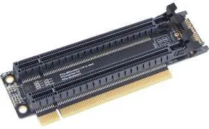 PCI-E 4.0 x16 1 to 2 Expansion Card Gen4 Split Card PCIe-Bifurcation x16 to x8x8 with 20mm Spaced Slots CPU4P Power Supply Port (SATA) PCI-E 4.0 x16 1 to 2 Expansion Card Gen4 Split Card PCIe-Bifurcation x16 to x8x8 with 20mm Spaced Slots CPU4P Power Supply Port (SATA)