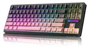 Vszerda Wireless Mechanical Gaming Keyboard: 10000mAh Battery Tri-Mode 2.4G/BT5.3/USB-C Hot Swappable Custom Keyboard with RGB Backlit, Side Printed PBT Keycaps, 15-Layer Gasket Structure, Black Pink Vszerda Wireless Mechanical Gaming Keyboard: 10000mAh Battery Tri-Mode 2.4G/BT5.3/USB-C Hot Swappable Custom Keyboard with RGB Backlit, Side Printed PBT Keycaps, 15-Layer Gasket Structure, Black Pink