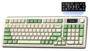 Vszerda S99 Pro Wireless Keyboard, Display Screen & Media Knob,Tri-Mode Bluetooth/2.4G/USB-C RGB Creamy Gaming Keyboard with Number Pad Macro Keys,Custom Computer Keyboards for Laptop PC Gamer - Green Vszerda S99 Pro Wireless Keyboard, Display Screen & Media Knob,Tri-Mode Bluetooth/2.4G/USB-C RGB Creamy Gaming Keyboard with Number Pad Macro Keys,Custom Computer Keyboards for Laptop PC Gamer - Green