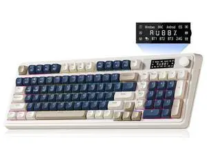 Vszerda S99 Pro Wireless Keyboard, Gaming Keyboards Media Knob Custom RGB Backlit, 3-Modes BT/2.4G/USB-C Membrane Cute Creamy Keyboard for Windows/MAC/PC Gamer - Blue White Vszerda S99 Pro Wireless Keyboard, Gaming Keyboards Media Knob Custom RGB Backlit, 3-Modes BT/2.4G/USB-C Membrane Cute Creamy Keyboard for Windows/MAC/PC Gamer - Blue White