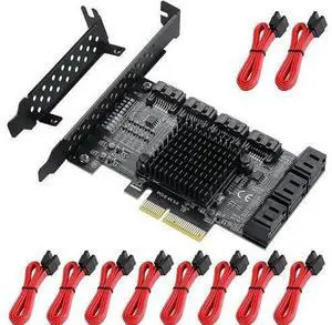 PCIe SATA Controller Card 10 Port with 10 SATA Cables and Low Profile Bracket - 6Gbps SATA 3.0 PCIe Card,Support 10 Port SATA 3.0 Devices PCIe SATA Controller Card 10 Port with 10 SATA Cables and Low Profile Bracket - 6Gbps SATA 3.0 PCIe Card,Support 10 Port SATA 3.0 Devices