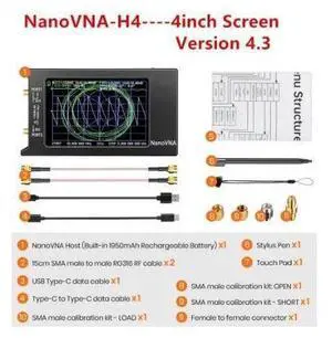 4-inch NanoVNA-H4 Vector Network Analyzer - Antenna Analyzer - Shortwave MF HF VHF UHF The complete set of NanoVNA-H4 vector network analyzer 4-inch NanoVNA-H4 Vector Network Analyzer - Antenna Analyzer - Shortwave MF HF VHF UHF The complete set of NanoVNA-H4 vector network analyzer