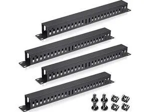 4 Pack 1U 19 Inch Cable Manager 24 Slot Horizontal Rack Mount Wire Management Server Rack Cable Management Metal Finger Duct Wire Organizer with Cover and Mounting Screws for Network Cabinet, Black 4 Pack 1U 19 Inch Cable Manager 24 Slot Horizontal Rack Mount Wire Management Server Rack Cable Management Metal Finger Duct Wire Organizer with Cover and Mounting Screws for Network Cabinet, Black