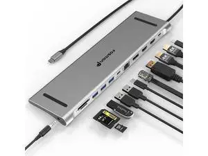 Fosmon USB C Hub (11-in-1) Desktop USB Hub with 2x HDMI (4k@60Hz), DisplayPort (4K@60Hz), x2 USB-C (USB 3.0) x2 USB 3.0, USB 2.0, TF 2.0, RJ45 Ethernet Port compatible with MacBook, Lenovo, HP Laptops Fosmon USB C Hub (11-in-1) Desktop USB Hub with 2x HDMI (4k@60Hz), DisplayPort (4K@60Hz), x2 USB-C (USB 3.0) x2 USB 3.0, USB 2.0, TF 2.0, RJ45 Ethernet Port compatible with MacBook, Lenovo, HP Laptops