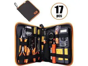 wusu Computer Tool Kits - Professional 17 in 1 Network Cable Maintenance Tools - RJ45/RJ11/8P8C Connectors, LAN/Cat5e/Cat6 Cable Tester, Soldering Iron, Ethernet Stripping/Crimp Pliers Tool kit wusu Computer Tool Kits - Professional 17 in 1 Network Cable Maintenance Tools - RJ45/RJ11/8P8C Connectors, LAN/Cat5e/Cat6 Cable Tester, Soldering Iron, Ethernet Stripping/Crimp Pliers Tool kit