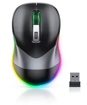 PEIOUS Wireless Mouse, Jiggler Mouse for Laptop - LED Mouse Rechargeable Computer Mice Mouse Mover Undetectable Random Movement with On/Off Button Keeps Computer Awake - Black&Grey PEIOUS Wireless Mouse, Jiggler Mouse for Laptop - LED Mouse Rechargeable Computer Mice Mouse Mover Undetectable Random Movement with On/Off Button Keeps Computer Awake - Black&Grey