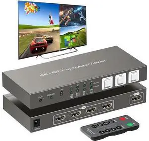 HDMI Multiviewer 4x1 4 Port Multi-Picture Seamless Switch 4 Input 1 Output Split Screen TV, Support 4K@30Hz 1080P60Hz Applicable to Display Multiple Signal Sources on The Same Monitor HDMI Multiviewer 4x1 4 Port Multi-Picture Seamless Switch 4 Input 1 Output Split Screen TV, Support 4K@30Hz 1080P60Hz Applicable to Display Multiple Signal Sources on The Same Monitor