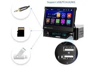 Single-spindle vehicle-mounted automatic telescopic 7-inch Bluetooth wireless Carplay vehicle audio-visual multimedia vehicle MP5 reversing device,7106Carplay Single-spindle vehicle-mounted automatic telescopic 7-inch Bluetooth wireless Carplay vehicle audio-visual multimedia vehicle MP5 reversing device,7106Carplay