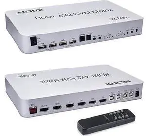 4 Port USB HDMI KVM Matrix 4x2 Dual Monitor 4K @60Hz HDR Switch Splitter 4 in 2 Out HDMI 2.0 Switcher for USB 2.0 Keyboard Mouse PC with Dual Independent Audio, Support Auto Scale, Audio Extractor 4 Port USB HDMI KVM Matrix 4x2 Dual Monitor 4K @60Hz HDR Switch Splitter 4 in 2 Out HDMI 2.0 Switcher for USB 2.0 Keyboard Mouse PC with Dual Independent Audio, Support Auto Scale, Audio Extractor