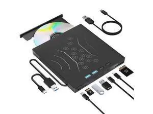 7 in 1 External DVD Drive, External CD/DVD Drive for Laptop USB 3.0 & Type-C, Portable CD/DVD +/-RW Disk Drive, CD/DVD Burner CD ROM External Drive for Laptop Desktop PC Windows 10/11 XP Mac Linux 7 in 1 External DVD Drive, External CD/DVD Drive for Laptop USB 3.0 & Type-C, Portable CD/DVD +/-RW Disk Drive, CD/DVD Burner CD ROM External Drive for Laptop Desktop PC Windows 10/11 XP Mac Linux