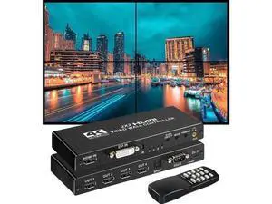 Video Wall Controller 2x2 4K 30Hz Processor HDMI 1.4 HDCP 1.4 Support 8 Display Modes -1x2, 1x3, 1x4, 2x2, 4x1, 3x1, 2x1 with 1 DVI or HDMI Input 4 HDMI Output Video Wall Controller 2x2 4K 30Hz Processor HDMI 1.4 HDCP 1.4 Support 8 Display Modes -1x2, 1x3, 1x4, 2x2, 4x1, 3x1, 2x1 with 1 DVI or HDMI Input 4 HDMI Output
