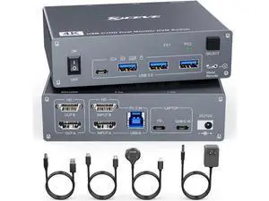 KVM Switch 2 Monitors 2 Computers USB C HDMI, Dual Monitor USB 3.0 USB Typc C KVM Switcher Supports 4K@60Hz for 2 Computers Share Keyboard, Mouse and Monitor KVM Switch 2 Monitors 2 Computers USB C HDMI, Dual Monitor USB 3.0 USB Typc C KVM Switcher Supports 4K@60Hz for 2 Computers Share Keyboard, Mouse and Monitor