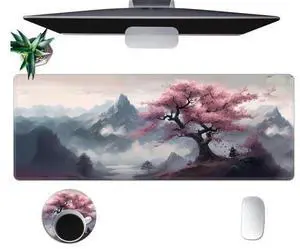 Large Mouse Pad, Desk Mat, XL Gaming Keyboard Mat, Non-Slip Rubber Base, Full Extended Mousepad for Gaming Office Home, 31.5 X 11.8 Inch, Sakura Tree Large Mouse Pad, Desk Mat, XL Gaming Keyboard Mat, Non-Slip Rubber Base, Full Extended Mousepad for Gaming Office Home, 31.5 X 11.8 Inch, Sakura Tree